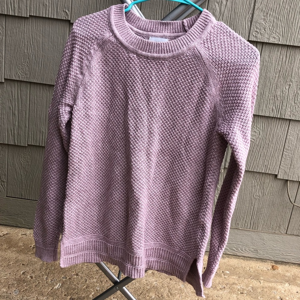 Pretty lavender or orchid detailed sweater for fall